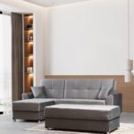 Ugaona Garnitura Stella sa tabure Sivo