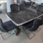 Trpezarijski Set Sara Sivo 6 Stolice + trp Sto Irony Sivo v-noge 180x95cm