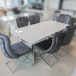 Trpezarijski Set Sara Sivo 6 Stolice + trp Sto Marmo v-noge 180x95cm