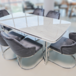 Trpezarijski Set Luisa Sivo 6 Stolice + trp Sto Lagina mrežne noge 180x95cm