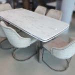 Trpezarijski Set Luisa Bež Srebro 6 Stolice + trp Sto Marmo v-noge 180x95cm