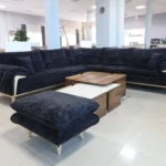 Ugaona Garnitura Royal Crna 300x300 sa Tabure