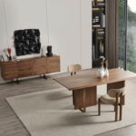 Trp Sto 220x100cm Met-23 puno drvo sa bronze metalne nogare