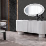 Visoka komoda milano belo sa ogledalom