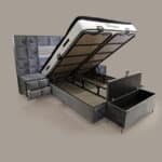 Elegance kamin krevet 160x200 sa dušekom, dva noćna ormarića i tabureom - Image 2