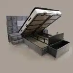 Elegance kamin krevet 160x200 sa dušekom, dva noćna ormarića i tabureom - Image 2