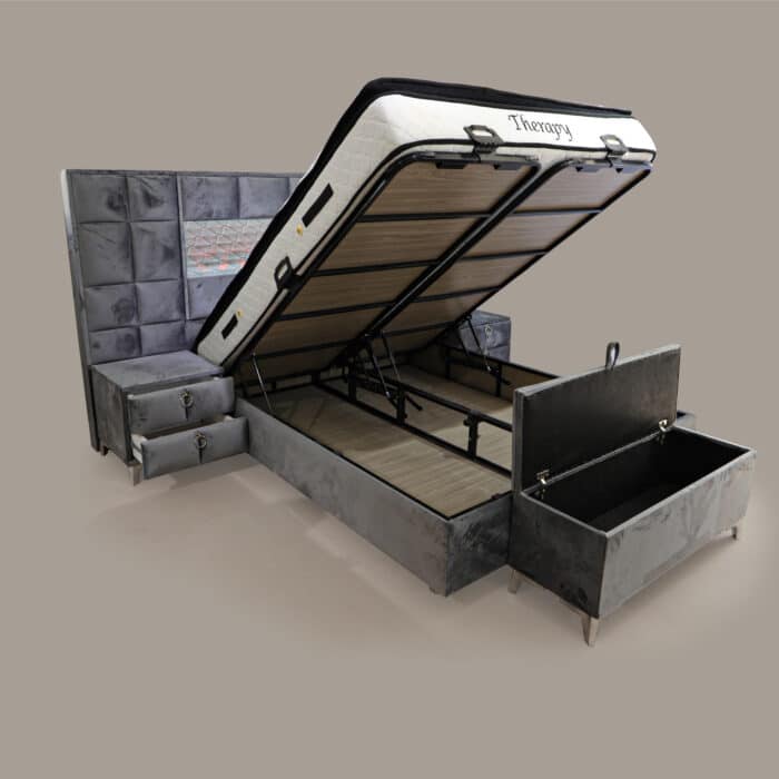Elegance kamin krevet 160x200 sa dušekom, dva noćna ormarića i tabureom - Image 2