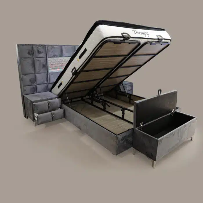 Elegance kamin krevet 160x200 sa dušekom, dva noćna ormarića i tabureom - Image 2
