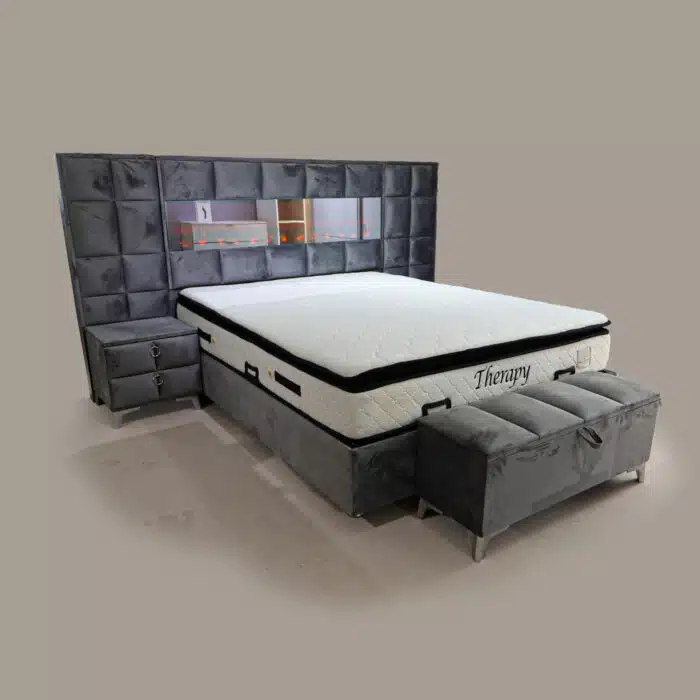 Elegance kamin krevet 160x200 sa dušekom, dva noćna ormarića i tabureom - Image 1