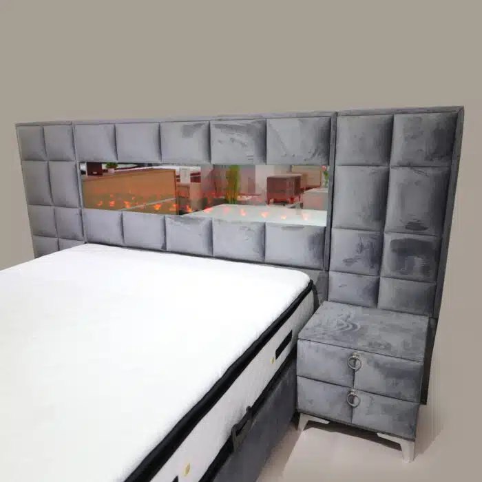 Elegance kamin krevet 160x200 sa dušekom, dva noćna ormarića i tabureom - Image 3