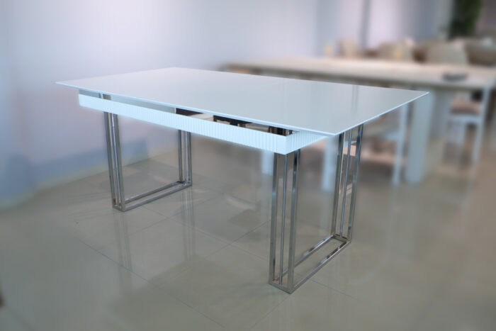 Trpezarijski Sto Hayam Belo Sjaj 150x90 (+35cm) 185x90 - Image 3