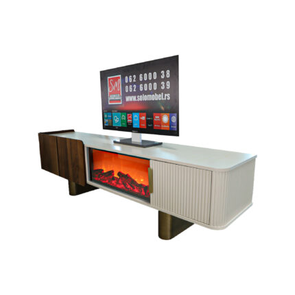 Tv Komoda Belo Braon Kamin Nova