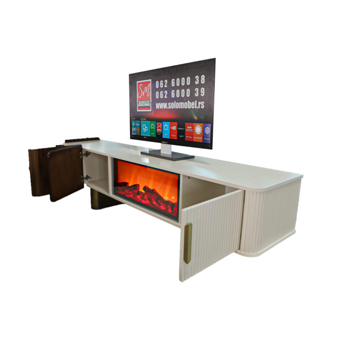 Tv Komoda Belo Braon Kamin Nova - Image 4