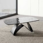 Klub sto Talas crna staklena ploca buble glass 110x70cm