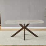 Trpezarijski sto 2329 Krem sa metalnim braon nogama