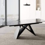 Trpezarijski sto Etna crna staklena ploca Buble glass 1600+600x900x760