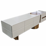 TV komoda Inter 200cm krem sa drvenim nogicama