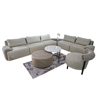 Modularna Ugaona Garnitura Elite  Sa klub sto + tabure + Fotelja