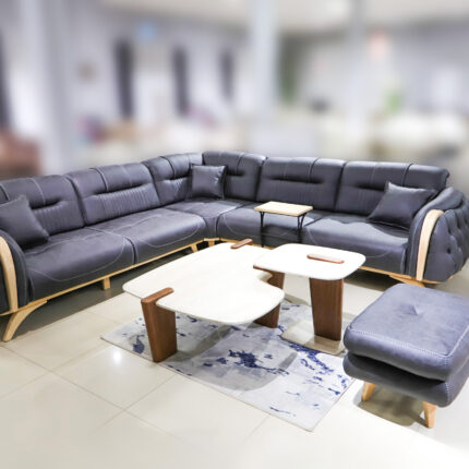 Ugaona Garnitura DIOR – 300×300 cm | Antracit + Tabure