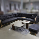 Ugaona Garnitura DIOR – 300×300 cm | Antracit + Tabure