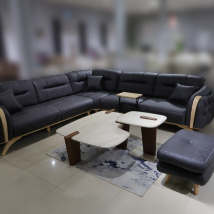 Ugaona Garnitura DIOR – 300×300 cm | Antracit + Tabure