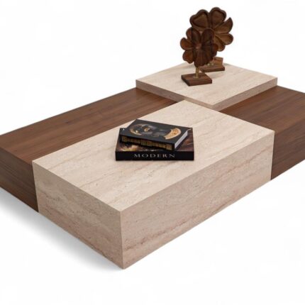 Klub sto 187 modularni travertin drvo