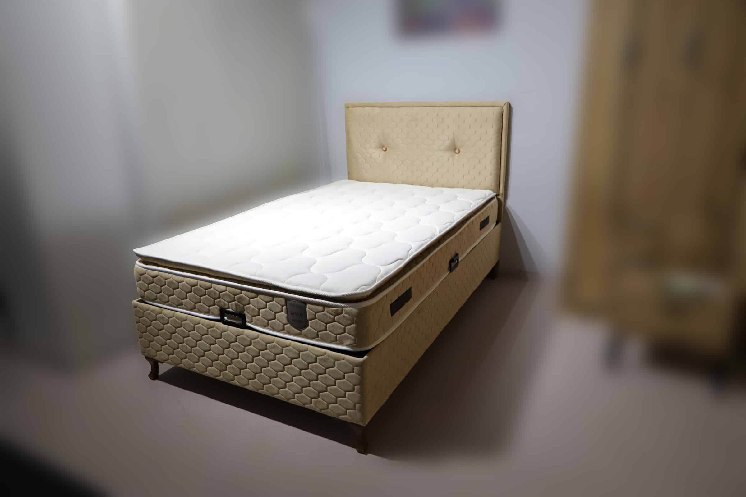 krevet Boxspring Krevet Vectra 120×200 Bež - Image 1